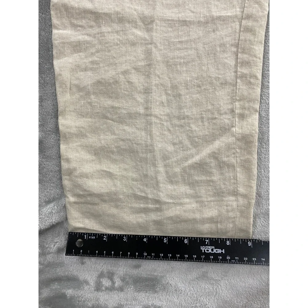 Tasso Elba 100% Linen Trousers Mens 34x32 Beige Flat Front Summer Beach Pants